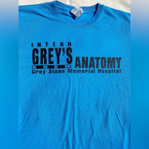 Vintage Y2K Delta Pro Weight Blue Graphic Greys Anatomy Intern T-Shirt Large - Picture 4 of 4